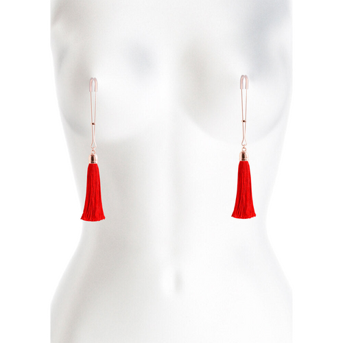 Bound Nipple Clamps Red Tassel