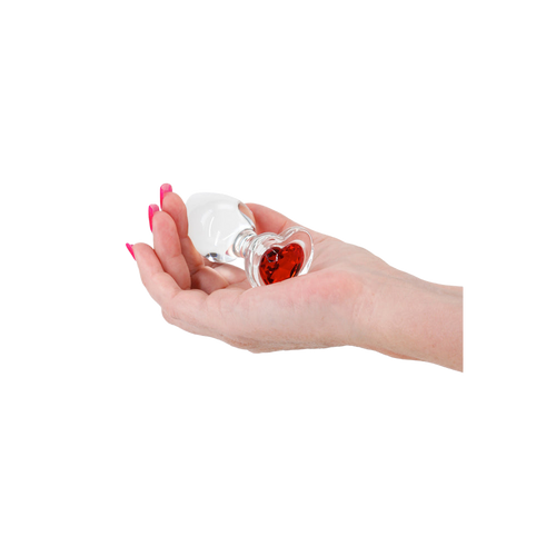 Crystal Desires Glass Heart Medium Butt Plug