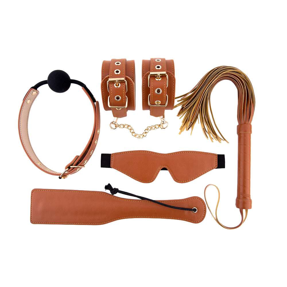 Elite BDSM Cognac Vegan Leather Set