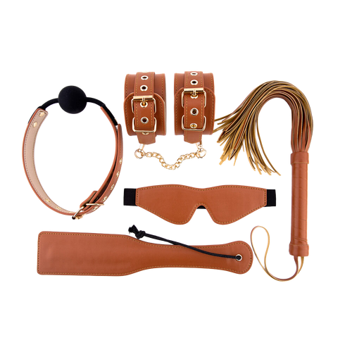 Elite BDSM Cognac Vegan Leather Set