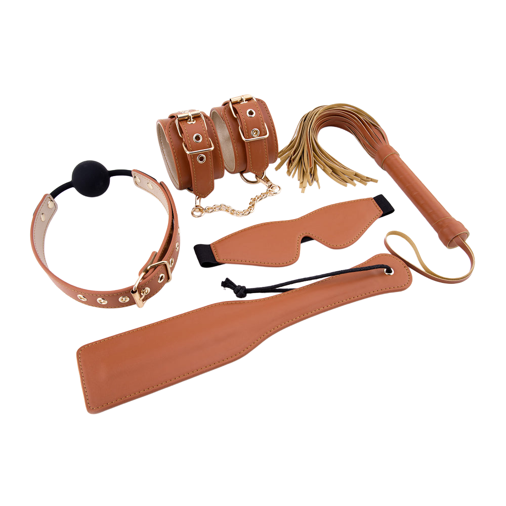 Elite BDSM Cognac Vegan Leather Set