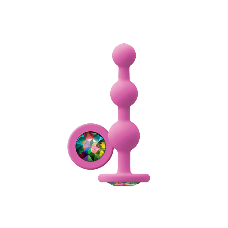 Glams Pink Ripple Anal Plug Rainbow Gem