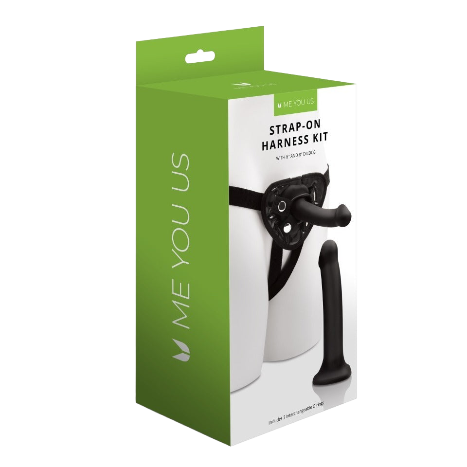 Me You Us Strap On Harness Kit With 6 And 8 Inch Dildos