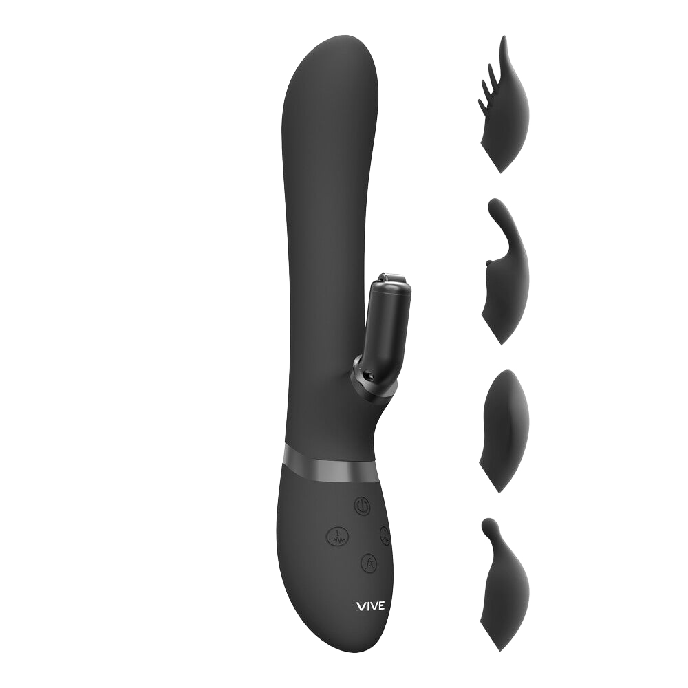 Vive Chou Double Action Interchangeable Rabbit Vibrator Black